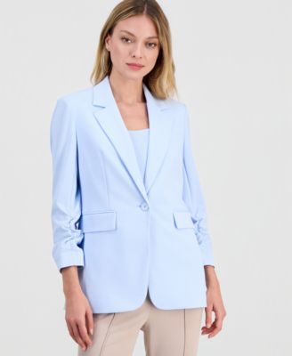 Women's Crepe One-Button Scrunched-Sleeve Jacket, Macy's Exclusive