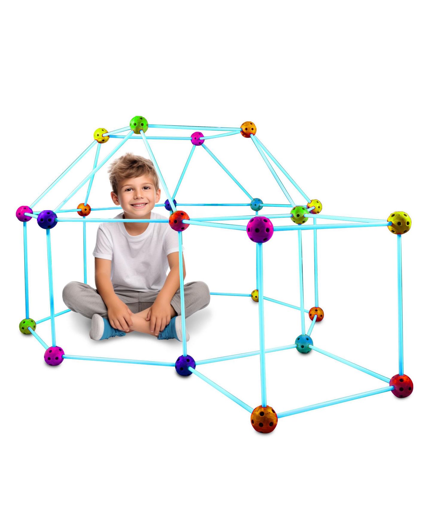 Детский конструктор Power Your Fun Glow in the Dark Rainbow Fun Forts 90-Piece Building Set, Ages 4+ — фото 8