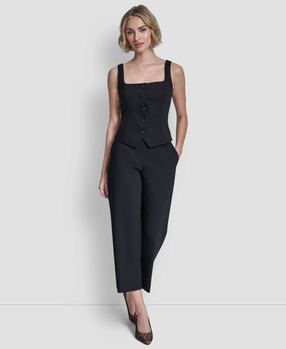 Dkny Women's Button Front Vest Top In Black