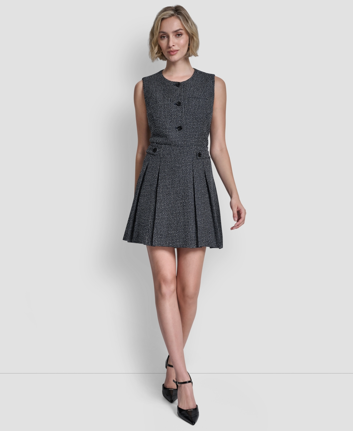 Dkny Women's Pleated Zippered Mini Skirt In Black