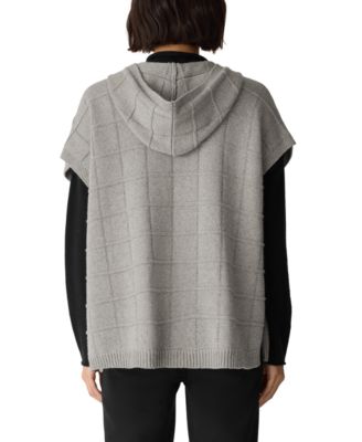 Women's Hooded Sleeveless Poncho Sweater