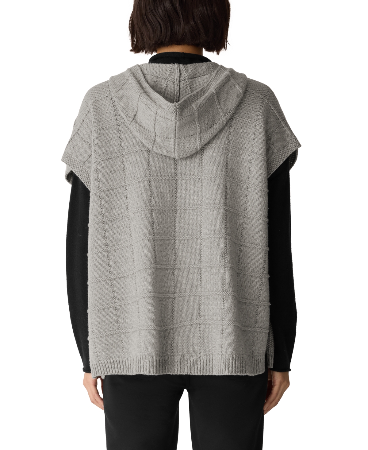 Eileen Fisher Women's Hooded Sleeveless Poncho Sweater