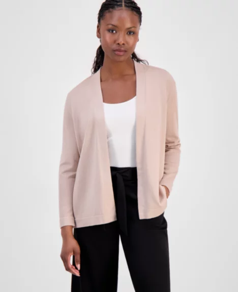 Petite Chatham Open-Front Cardigan - Latte