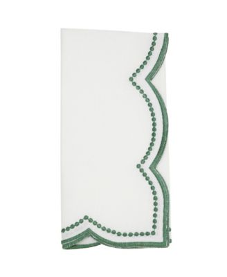 Embroidered Polka Dot Napkins with Scallop Edge, Set of 4