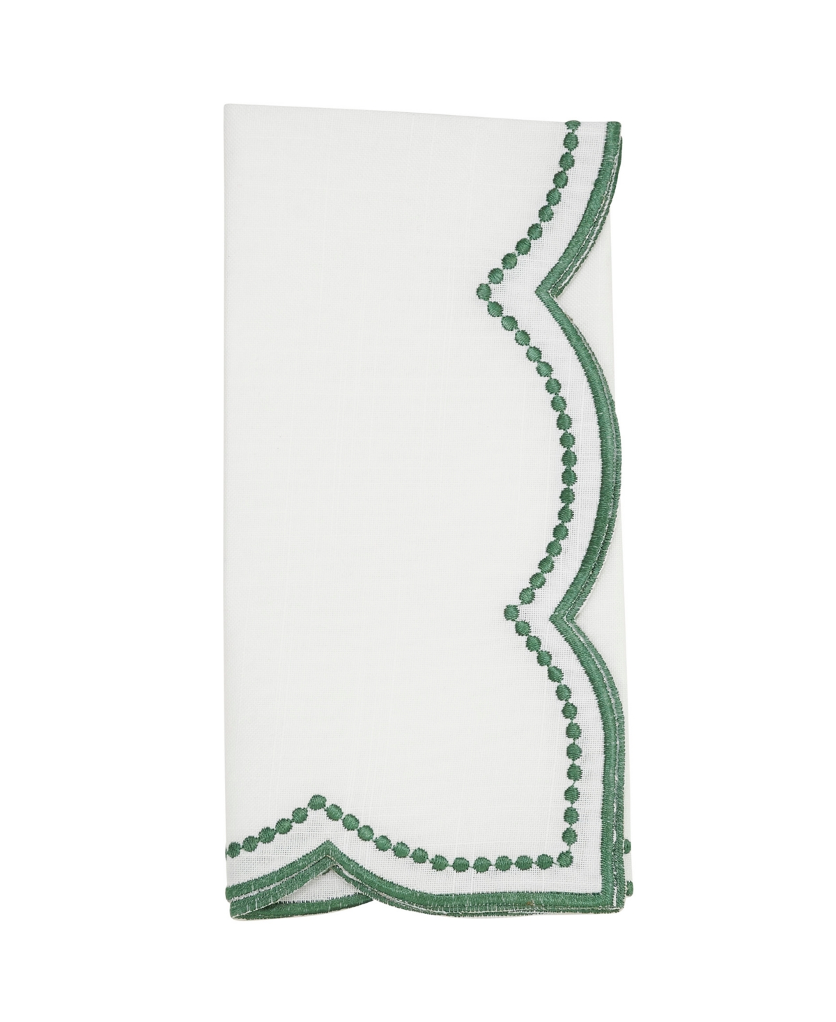 Saro Lifestyle Embroidered Polka Dot Napkin With Scallop Edge, Set Of 4 In Green