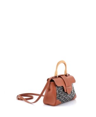 Mini Saigon Top Handle Bag Coated Canvas with Leather