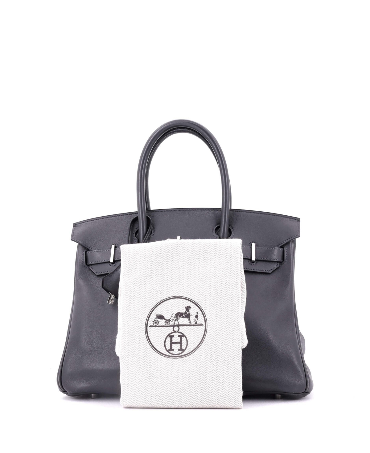 Pre-Owned Hermes Birkin 30 Handbag Grey Swift with Palladium Hardware