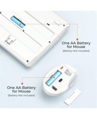 Wireless Keyboard & Mouse Combo – Keyboard with Wrist Rest, 3 DPI Adjustable Mouse, 2.4G Wireless PC, Laptop & Computer – White