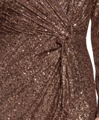 Petite Twist Front Long-Sleeve Gown