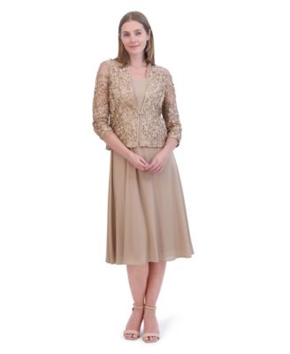 Petite Lace Jacket & Chiffon Midi Dress Set 