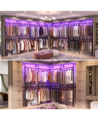 3.5-13.5 FT Reversible Wall Mounted Industrial Metal Pipe Clothing Rack for Hanging Clothes