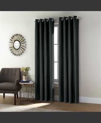 Commonwealth Shadow Grommet Dressing Window Curtain Panel - 52x95", Black