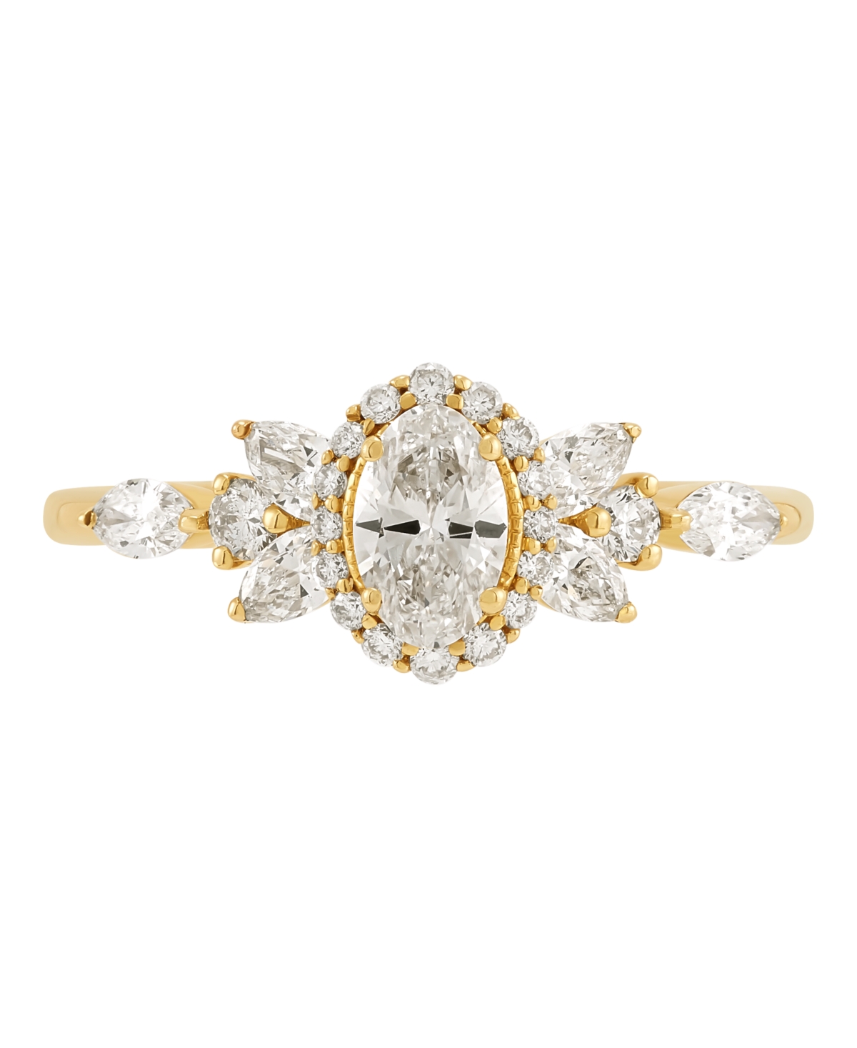 Macy's Diamond Halo Ring (1 Ct. T.w.) In 14k Yellow Gold In Gold