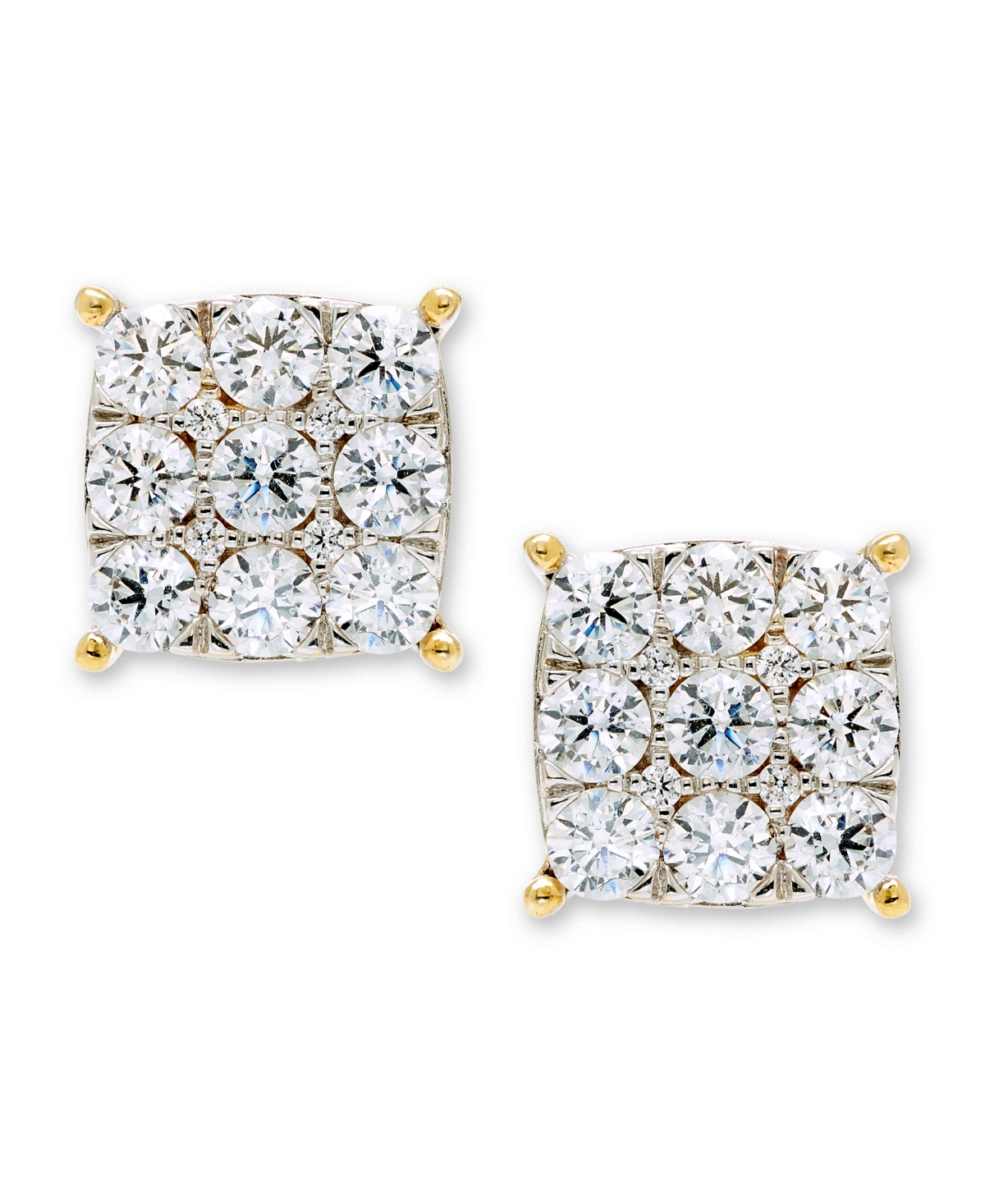 Macy's Diamond Cluster Earrings (1 ct. t.w.) in 14k Two-Tone Gold