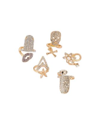 Women's The Bling-Bloom Nail Rings - California Gold Set Of 5