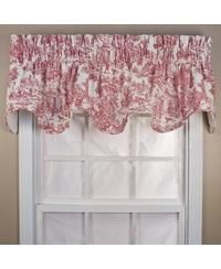 Victoria Park Toile High Quality Room Darkening Solid Color Lined Scallop Window Valance - 70 x15" Red