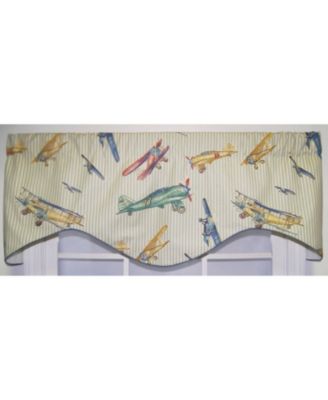 Air Show Cornice 100% Cotton with Fully Lined 3" Rod Pocket Valnance for Windows 50" x 17" Antique