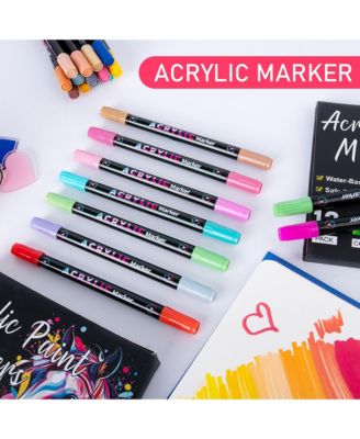 48 Colors Kids Double End Markers, Adult Art Sketching Drawing Markers for Paper, Glass, Wood, Canvas, Ceramic and Rock