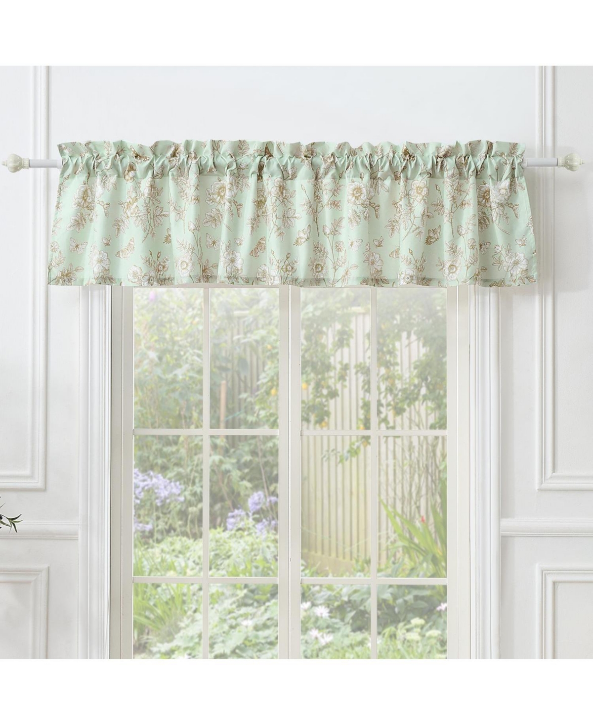 Greenland Home Fashions Olivia Light Filtering Semi Sheer 3" Rod Pocket Window Valance 84" x 16" Mint