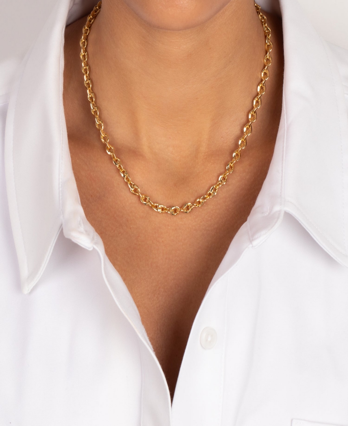 By Adina Eden Solid Thick Link Chain Necklace In Gold