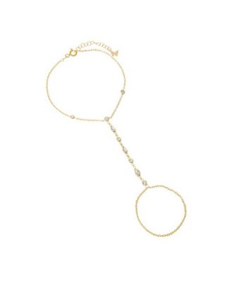 Cubic Zirconia Gold Plated Multi-Shape Stone Hand Chain Bracelet