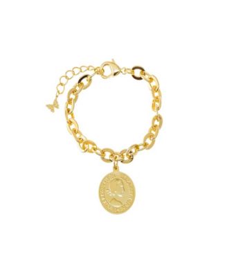 Vintage Gold Plated Coin Box Link Chain Bracelet