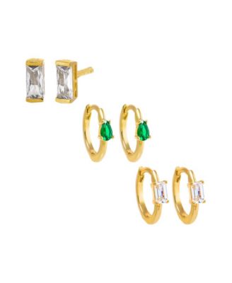 A Touch Of Color Baguette Gold Plated Earring Combo Set