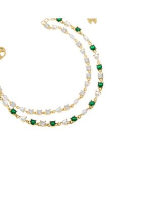 Colored Cubic Zirconia Gold Plated Tennis Bracelet Combo Set
