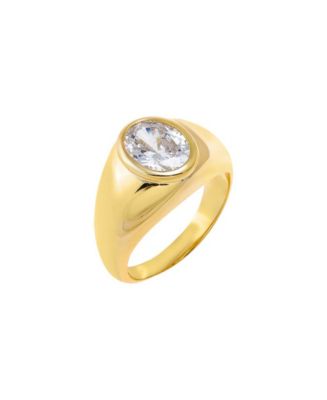 by Adina Eden Cubic Zirconia Gold Plated Oval Bezel Signet Ring - Macy's