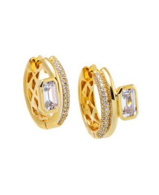 by Adina Eden Cubic Zirconia Gold Plated Gold Plated Emerald Bezel ...