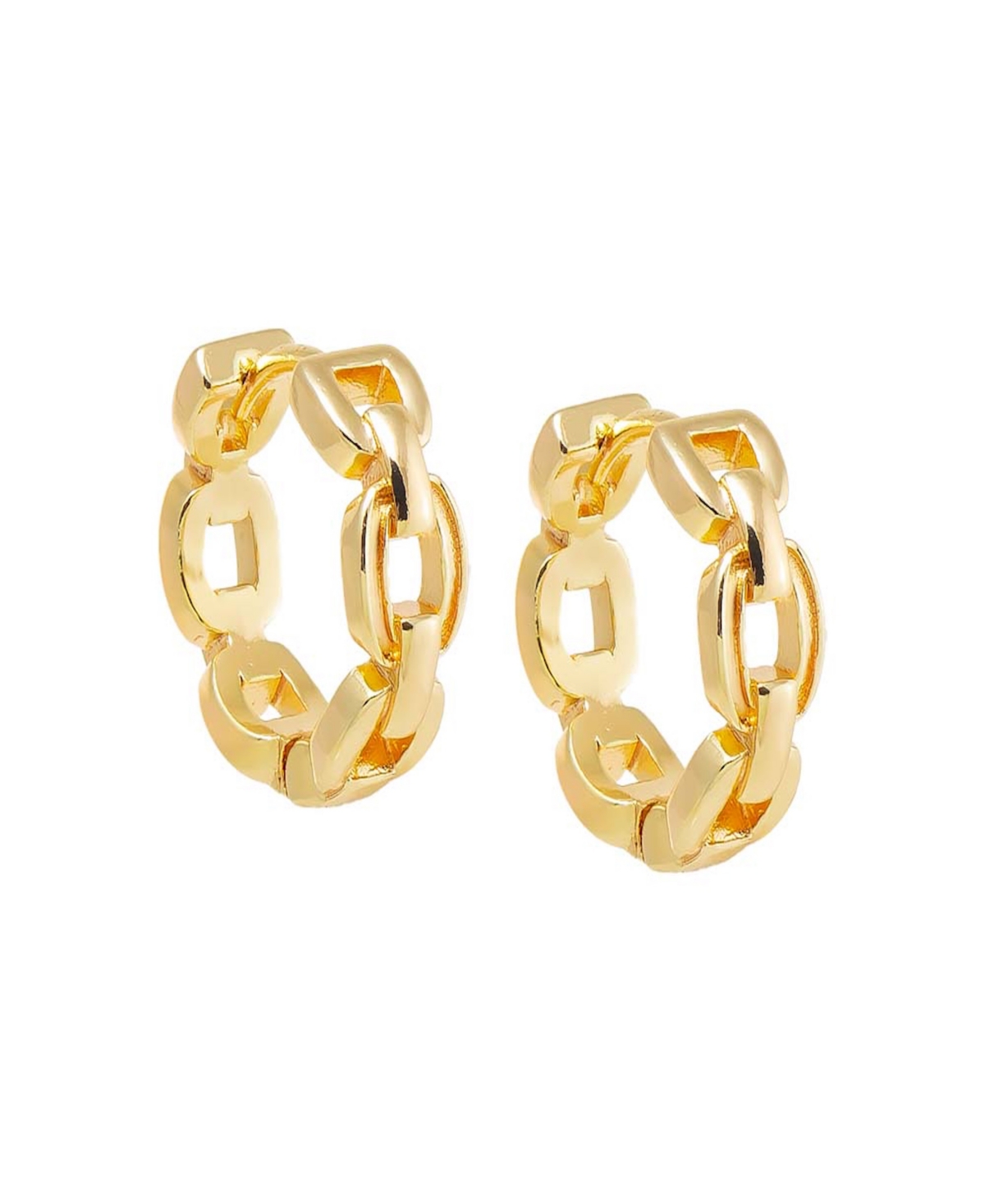 by Adina Eden Gold Plated Solid Square Link Huggie Earrings