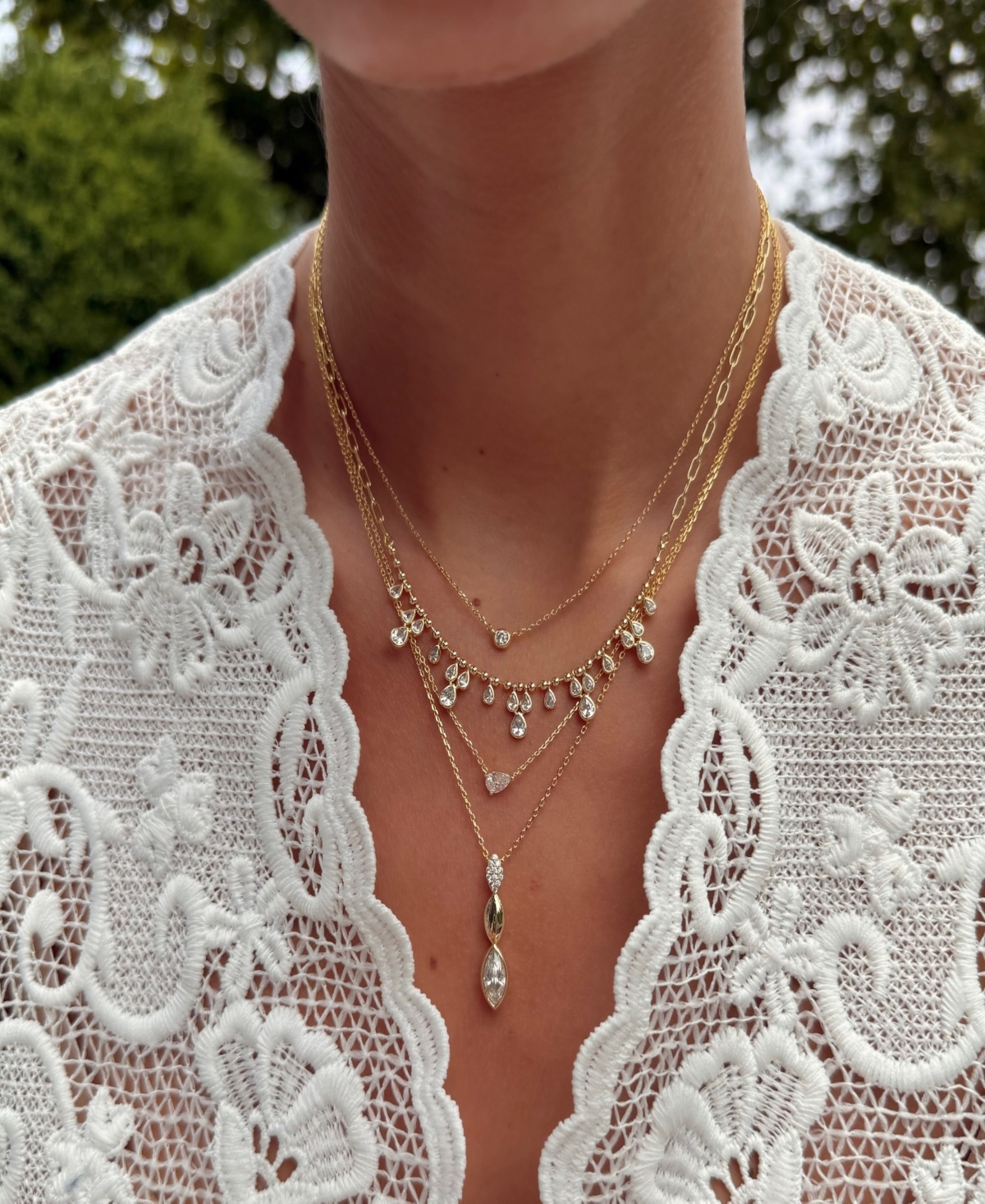 by Adina Eden Cubic Zirconia Pave Marquise Stone Drop Necklace