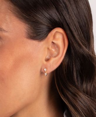 Cubic Zirconia Gold Plated Double Heart Stud Earrings