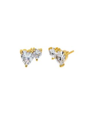 by Adina Eden Multi Cubic Zirconia Gold Plated Heart Stud Earrings - Macy's