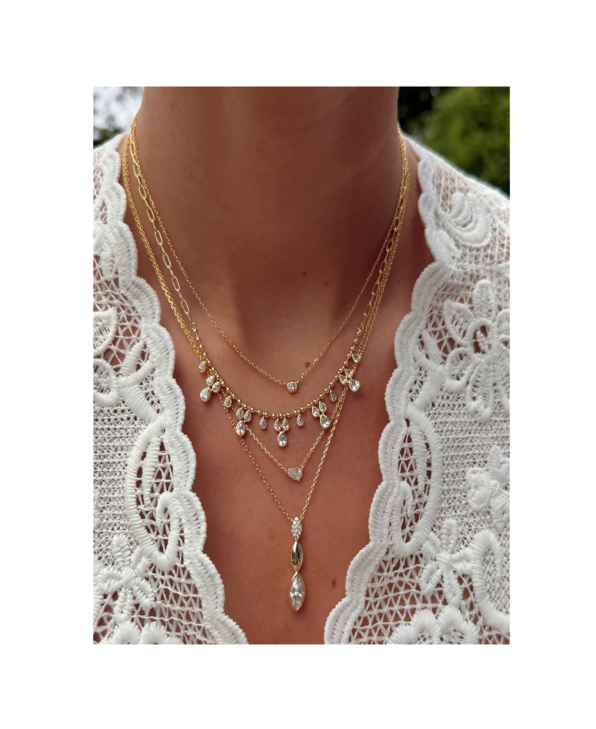 by Adina Eden Multi Cubic Zirconia Bezel Accented Link Necklace