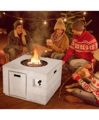  Lava Rocks and Cover 50,000 BTU with 34 Inch Square Concrete Propane Fire Pit Table