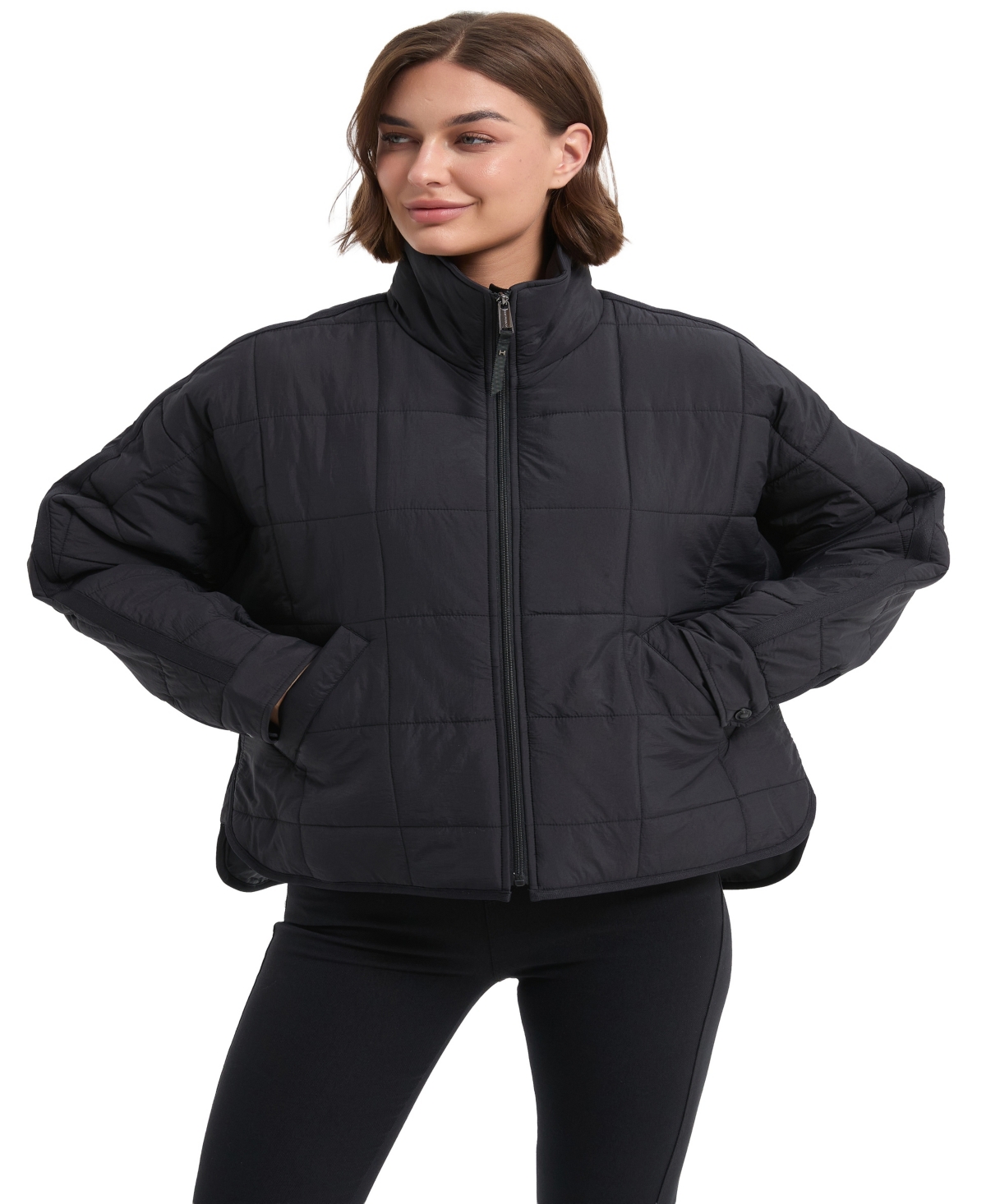 Hawke & Co. Women's Crinkle Oversized Quilted Jacket In Black