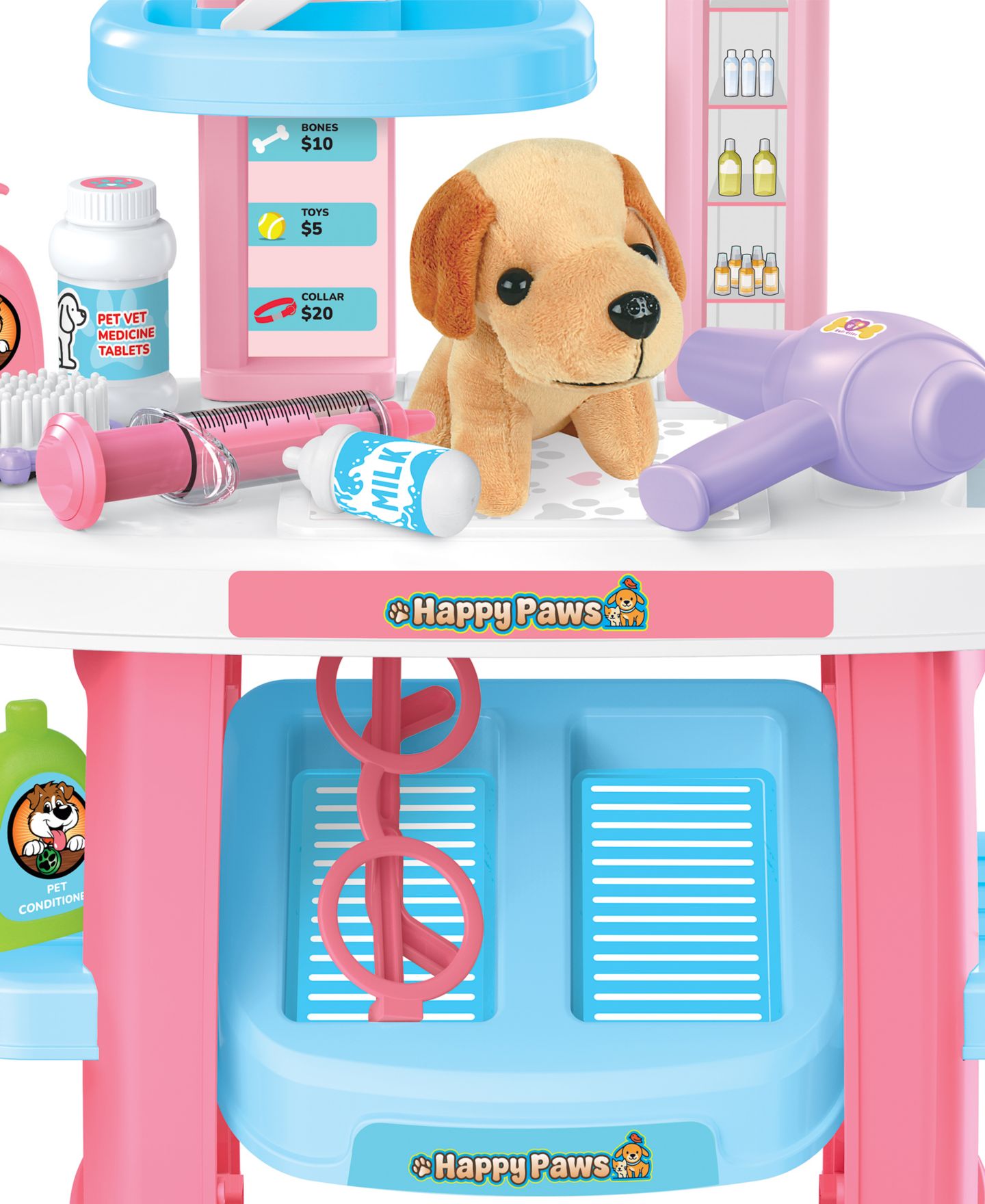 Детский игровой набор World Tech Toys Happy Paws Working Faucet 22-Piece Pet Grooming Playset, Ages 3+ — фото 3