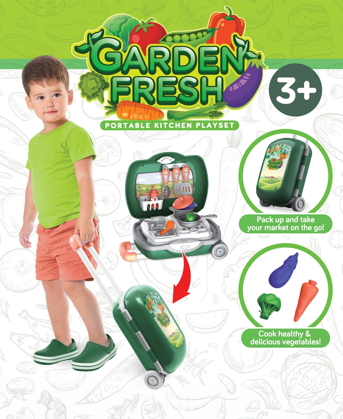 World Tech Toys Garden-fresh Portable Kitchen Playset In Transparent