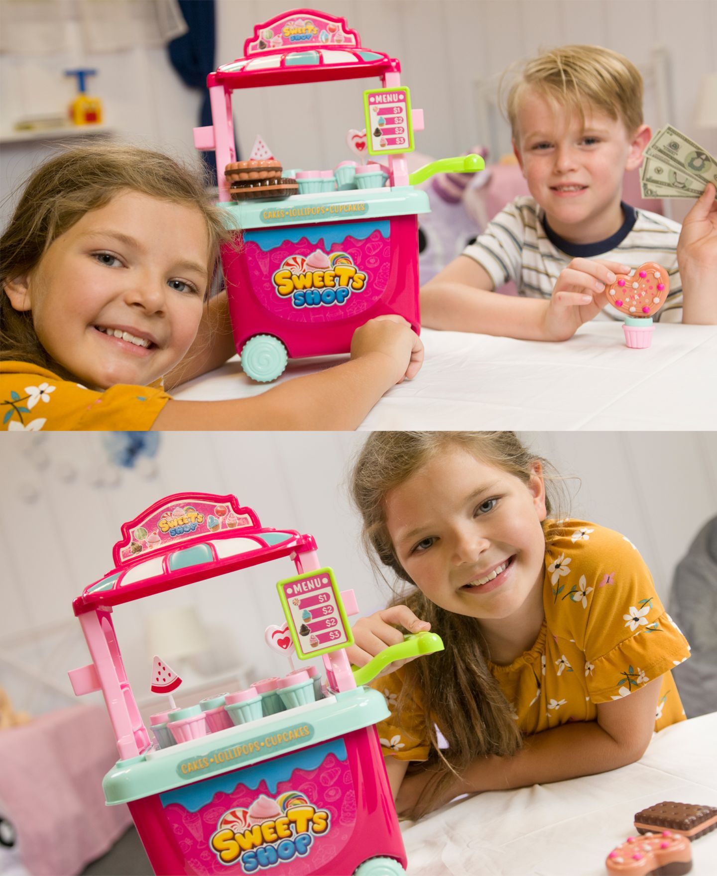 Детский игровой набор World Tech Toys Sweets Stop Rotating Wheels 28-Piece Cart Playset, Ages 3+ — фото 6