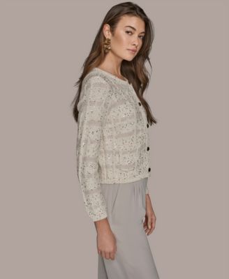 Women's Button Front Cable Cropped Jacket