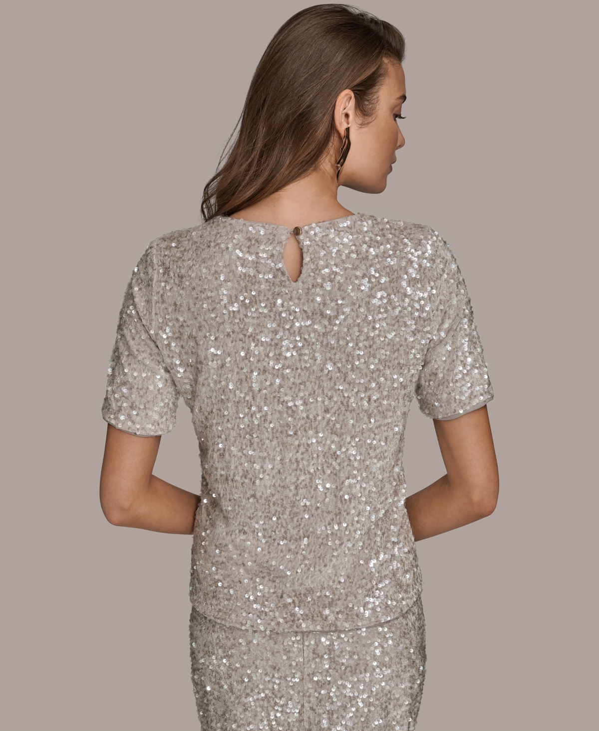Donna Karan Women's Sequin Detail Top In Silver
