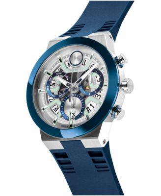 Men's Bold Fusion Swiss Quartz Chrono Blue Silicone Watch 44.50mm