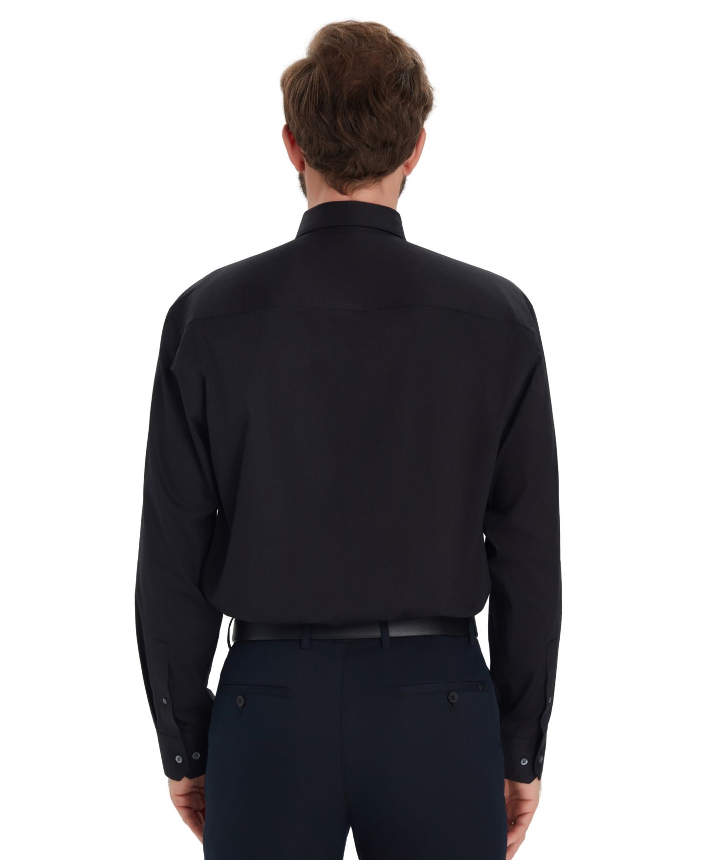 Мужская рубашка Alfani Formal Solid Regular Fit Dress Shirt, цвет: Чёрный — фото 6