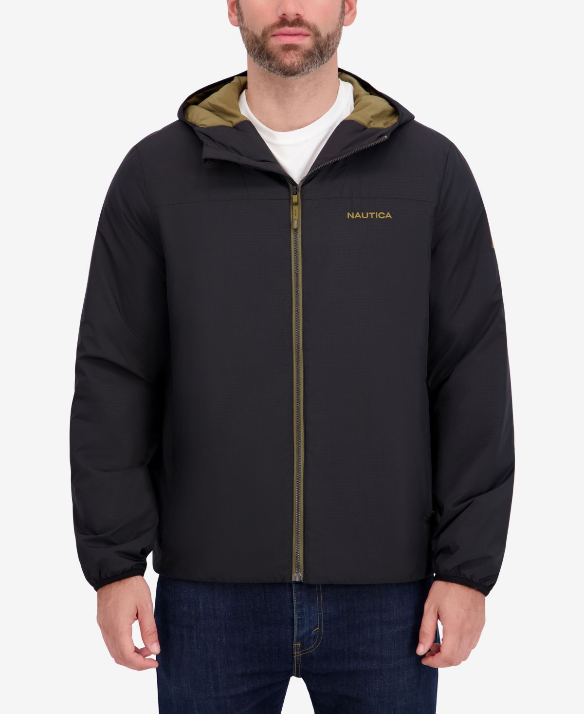 Мужская куртка с капюшоном и переходной молнией спереди