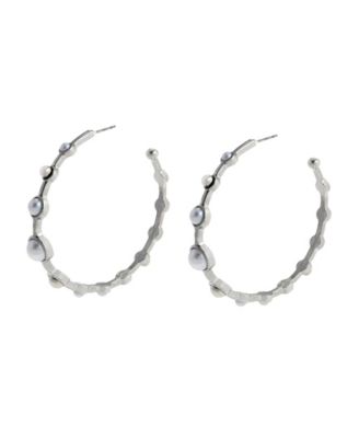 Faux Cultured Pearl Hoop Earrings