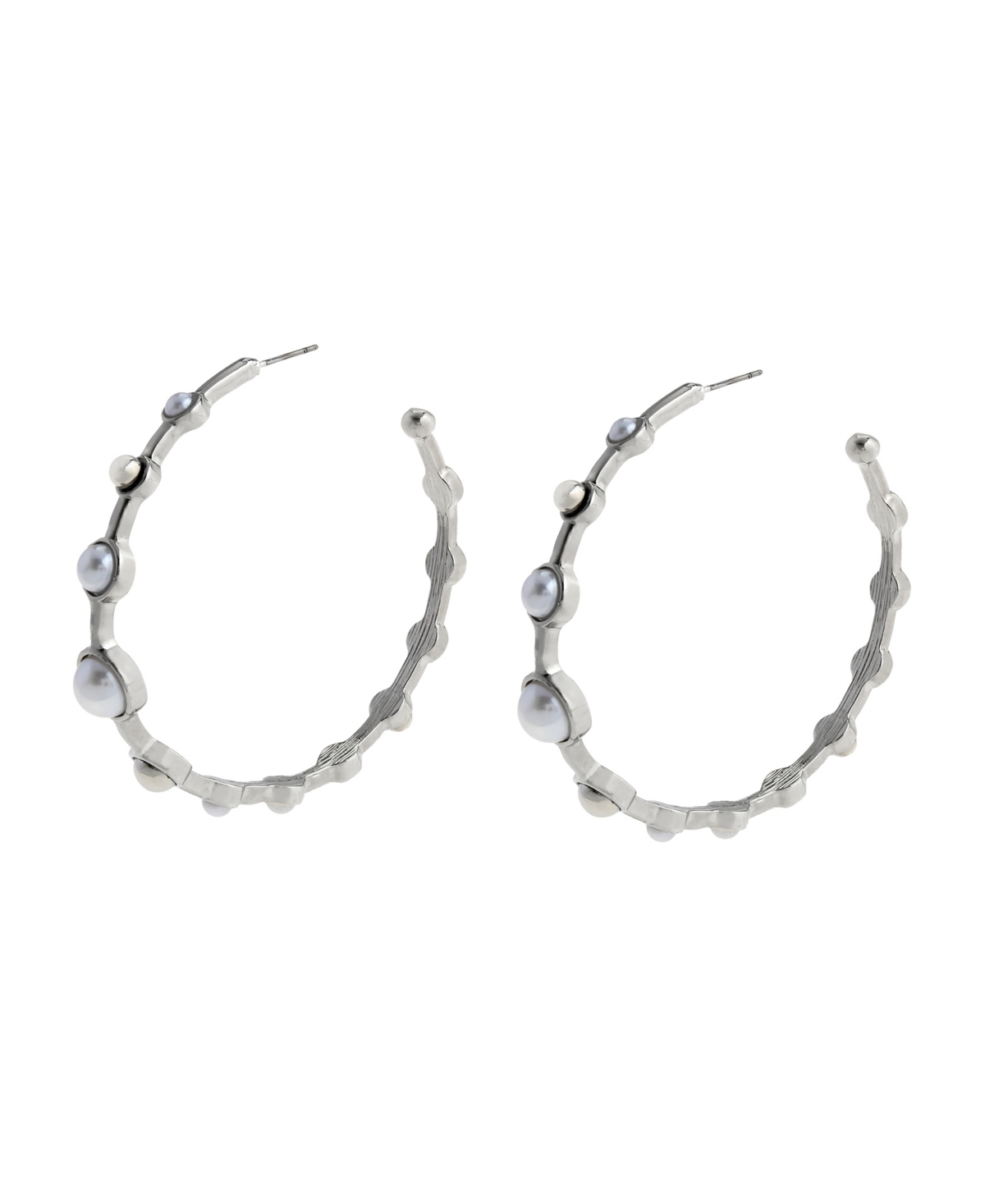 Steve Madden Faux Cultured Pearl Hoop Earrings