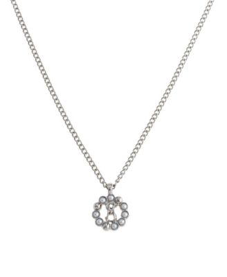 Faux Cultured Pearl Signature Circle Pendant Necklace