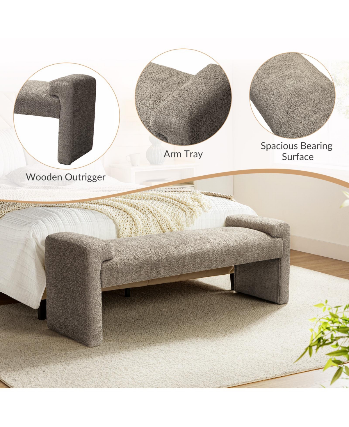 Hulala Home Modern Roland Upholstered Bench