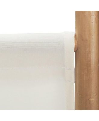 Folding 4-Panel Room Divider with Bamboo Frame and Canvas Panels, 63" Wide Privacy Screen